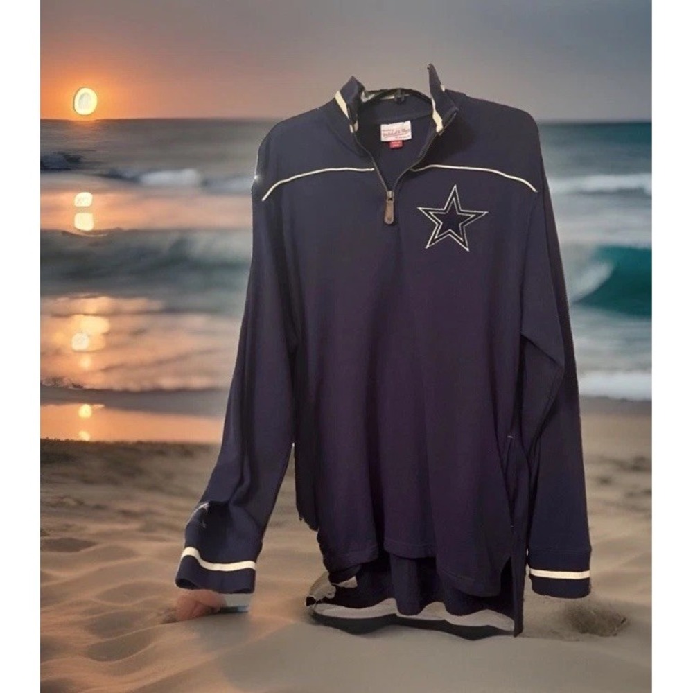 Mens Mitchell & Ness NFL Team Issued French Terry 1/4 Zip Dallas Cowboys XL